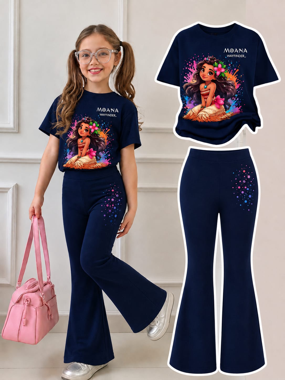 Stylish Cotton Tee & Flared Pant Set (2-12 Years)