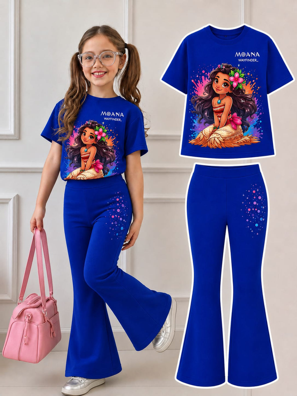 Stylish Cotton Tee & Flared Pant Set (2-12 Years)