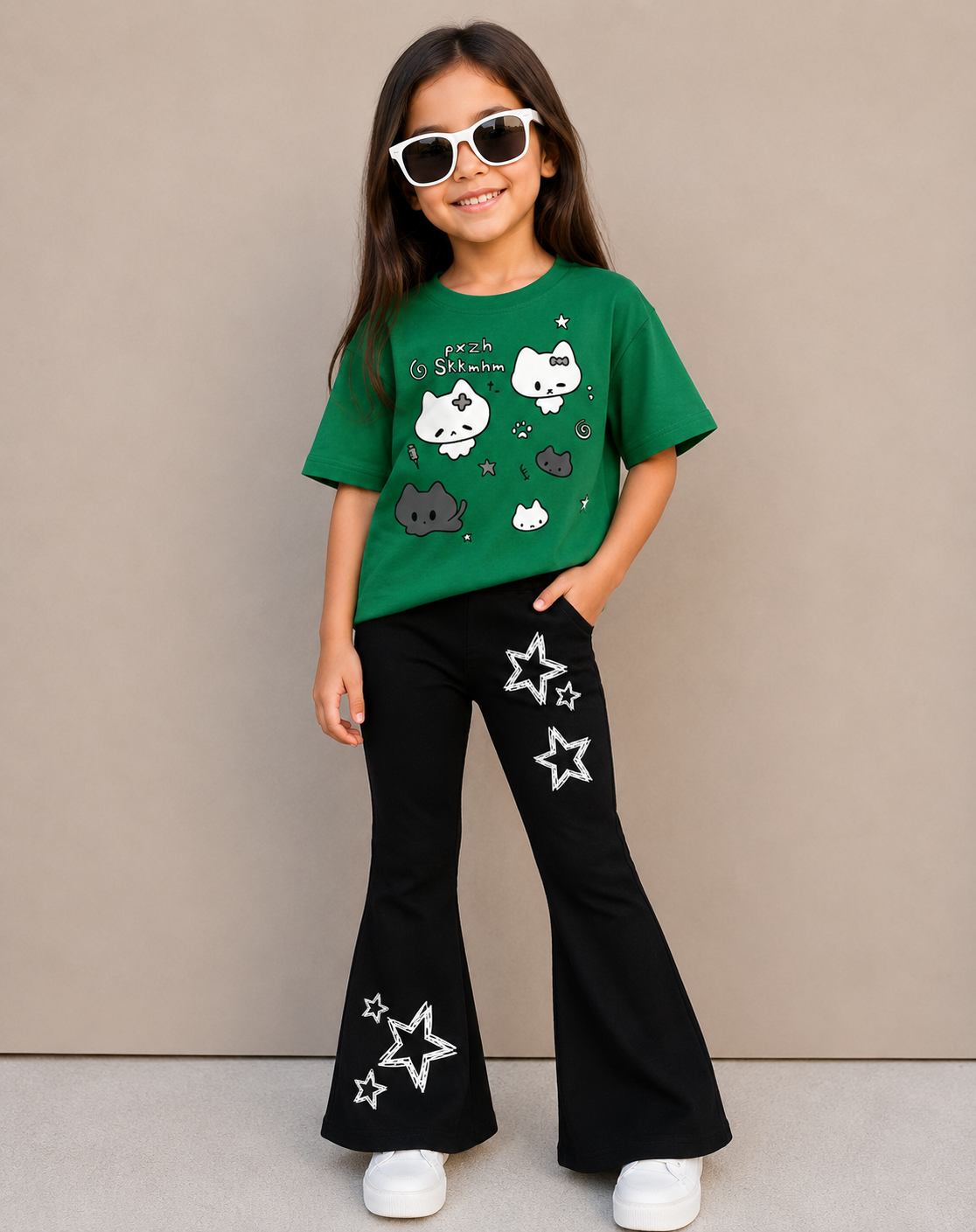Stylish Cotton Tee & Flared Pant Set (2-12 Years)