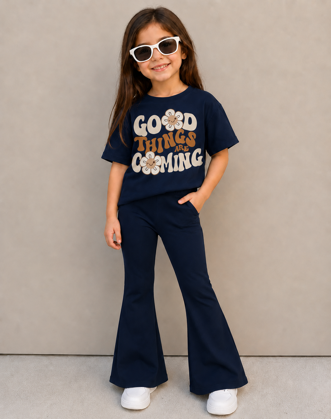 Stylish Cotton Tee & Flared Pant Set (2-12 Years)